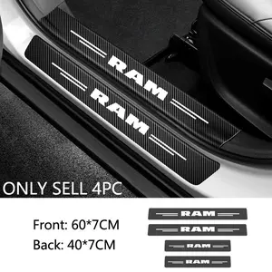 4pcs Car Door Sill Protection Sticker, Anti-Scratch Carbon Fiber, for Dodge RAM 1500, Journey, Charger, Dart, Challenger, Durango