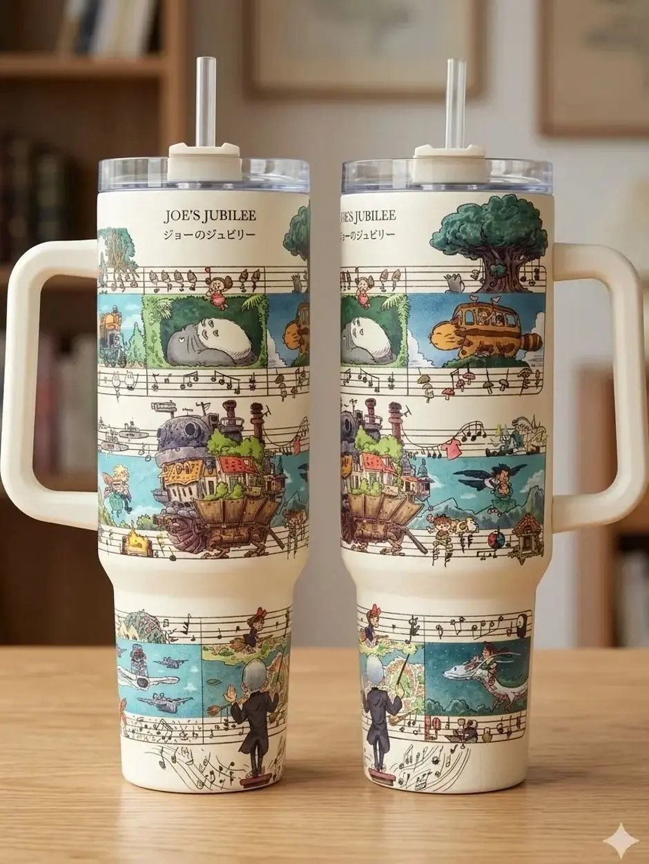Ghibli Studio Ver2 Tumbler, How'l moving Castle Tumbler, Totoro Custom Anime Tumbler, Anime Tumbler