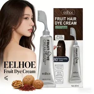 EELHOE Chestnut Brown Fruit Comb Hair Dye Cream - Plant Extract, Long-Lasting Color, Smooth & Shiny, Easy to Color