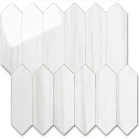 Vamos Tile 10Pcs Backsplash Tile Peel and Stick, Long Hexagon PVC Self Adhesive Mosaic Wall Tiles Stick on Backsplash for Kitchen and Bathroom Interior Design Easy To Install