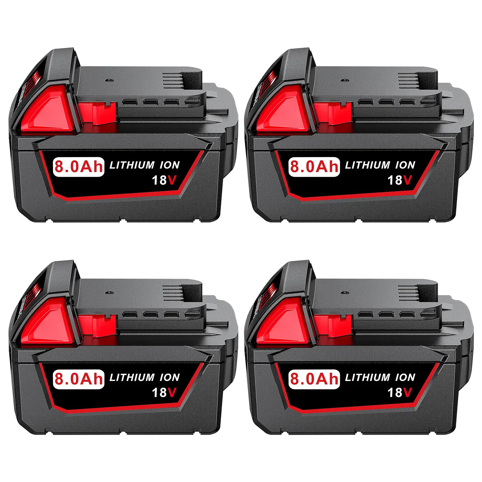 8.0Ah 4Pack Replacement for Milwaukee M-18 Battery Compatible with All Milwaukee MK-18 Battery 48-11-1850 48-11-1840 48-11-1890 48-11-1815 MK-18 MK-18B Cordless Tools Battery power volt safety protection lithium-ion m18