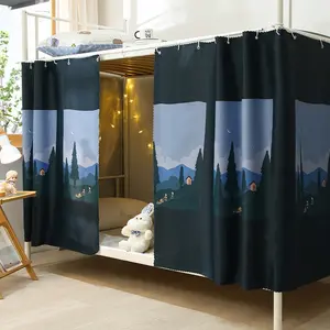 Single-Sided Light Blocking Privacy Curtain, Polyester Fiber, Printed Bed Curtains for Twin Beds, Dorms & Homes, Room Decoration, Decoration Items