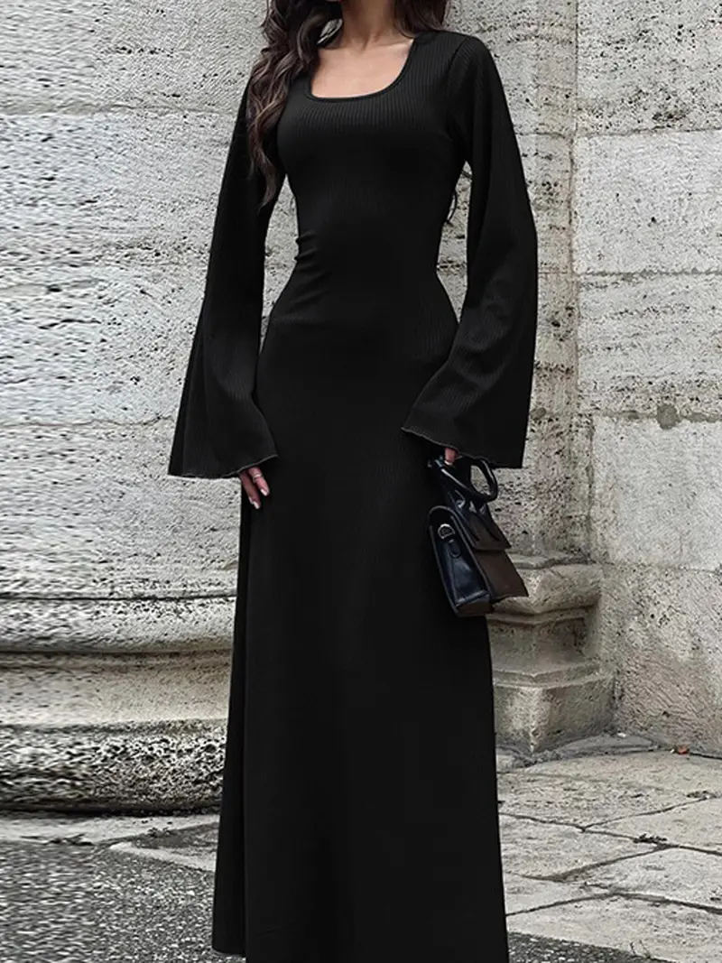 long black dress with sleeves formal Modern Scoop Long Sleeves Lace Black Two-pieces Prom Dresses, Formal D –  abcprom main image 0