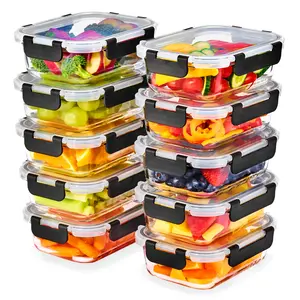 Sorbus Rectangular Glass Meal Prep Containers Set with Airtight Lids Kitchen Silicone (Multiple Set Sizes)