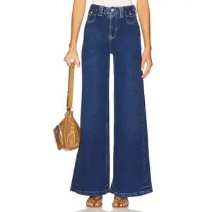 Free People x We The Free Kellee High Rise Palazzo Wide Leg In Blue Night