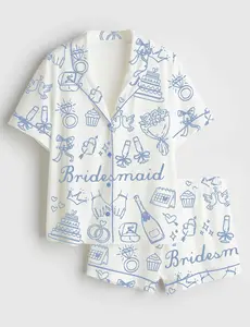 Women’s Bride Bridesmaid Bridal Party Wedding Day Short Sleeve Pajama Set #pajamas