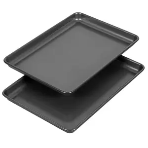 Ultra Bake Pro 2pc 7x10 Cookie Sheet Set: Nonstick Carbon Steel Baking Pans, Dishwasher-Safe, Slate Gray