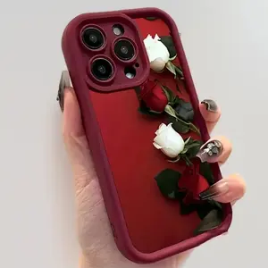 Elegant Rose Pattern Soft Silicone Cellphone Case - Drop Shockproof Full Protection Casing for iPhone 11-17, Handheld Devices Accessories by LUMN Studio