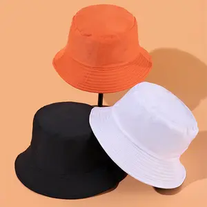 One solid-color large-edge sun protection fishman hat - lightweight, QQ closure, polyester bucket hat, suitable for outdoor travel, hiking and sports, travel headgear |   Fashion bucket hat |   Lightweight hat