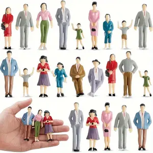 14/28 Pcs 1:25 Scale Miniature People Figurines, Mini Architectural Plastic Figurines, Dollhouse People, Painted Standing and Sitting Figures, Model Set