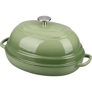 Enameled Oval Cast Iron Dutch Oven Pot with Lid, Bread Dutch Oven for Sourdough Bread Baking, Dutch Oven Bread, Bread Oven, 6QT, Pistachio Green