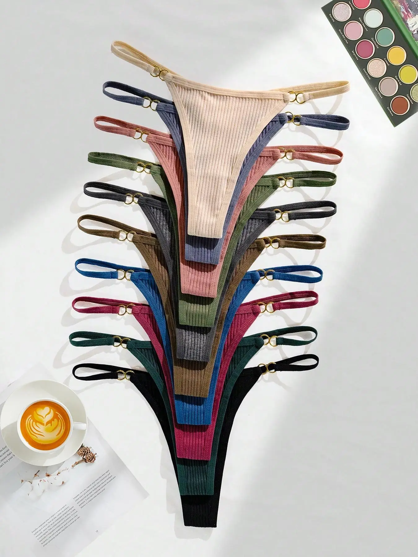 Women's Ring Linked Thong, 12/18 Counts Casual Comfy Soft and Breathable Panty for Daily Wear, Summer Outfits 2024, Women's Knicker for All Seasons