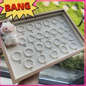 Viral Cute Labubu 4th Gen Mini Keychain,26 Letters Handmade Pearl Necklace , Fits Melody/KT Dolls ,Trendy Aesthetic Doll Accessory