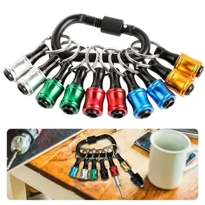 Portable Screwdriver Bit Holder Keychain, Keychain Accessory, 1/4 Inch Hex Shank Bits, Fits Impact Wrench Drill Extension Nuts Driver, Buckle, Quick Release