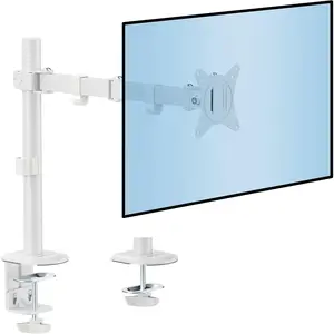 Single Monitor Arm for Desk Mounting, White