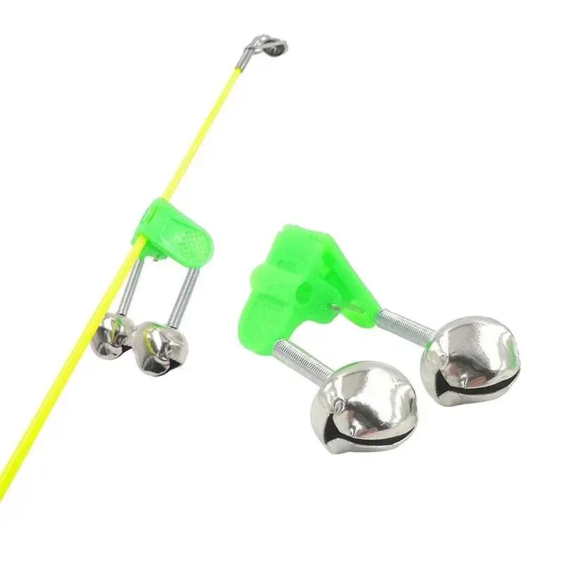 5pcs Fishing Bite Alarms Green ABS Fishing Accessory Fishing Stuff Outdoor Metal Rod Bell Rod Clamp Tip Clip Bells Rintools Fishing Equipment