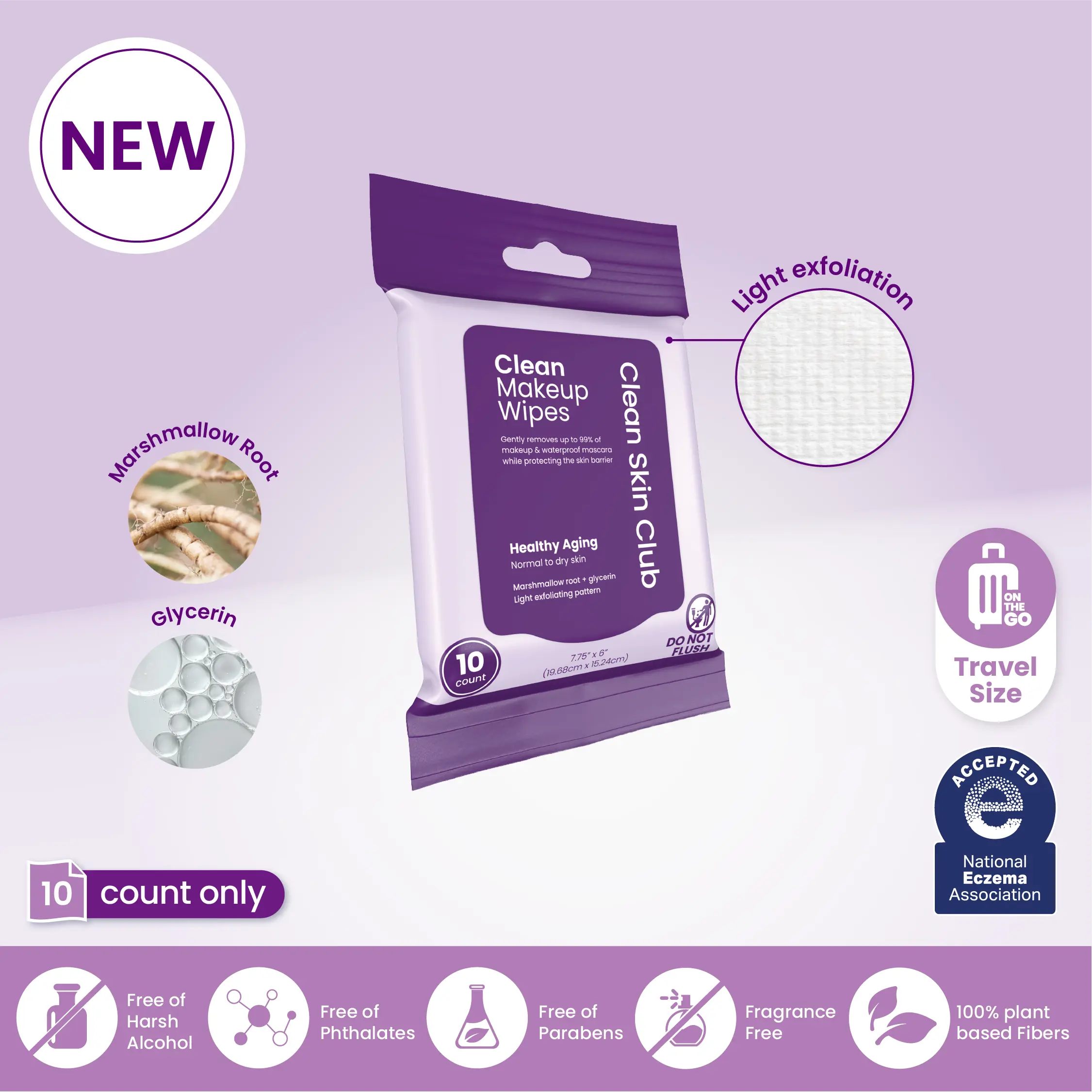 Clean Makeup Wipes Healthy Aging Travel 10ct: Hydrating, Non-Irritating Removal for Normal to Dry Skin Clean Makeup Wipes Healthy Aging Travel 10ct: Hydrating, Non-Irritating Removal for Normal to Dry Skin