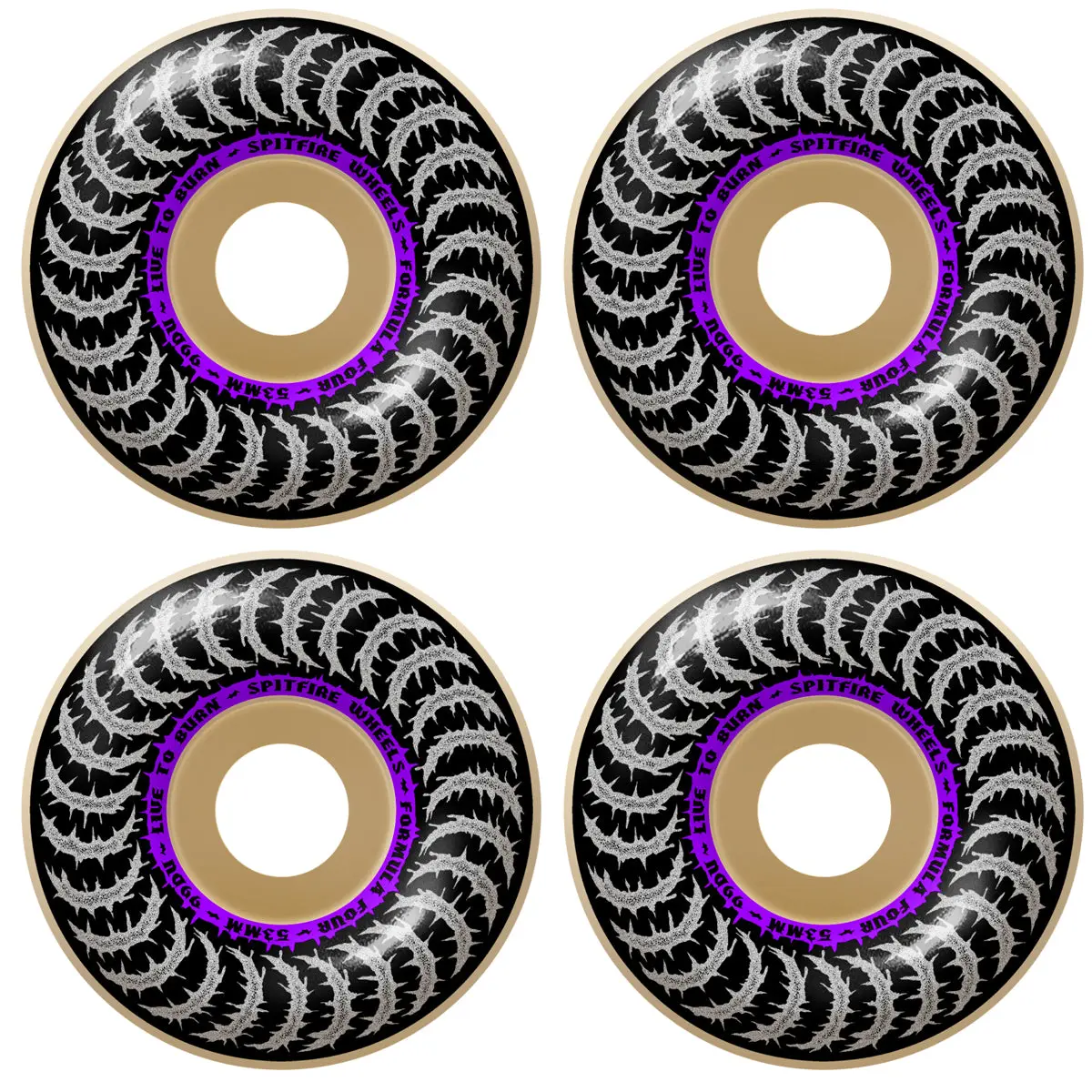Spitfire Skateboard Wheels 53mm F4 99A Deathmask II Classic Natural