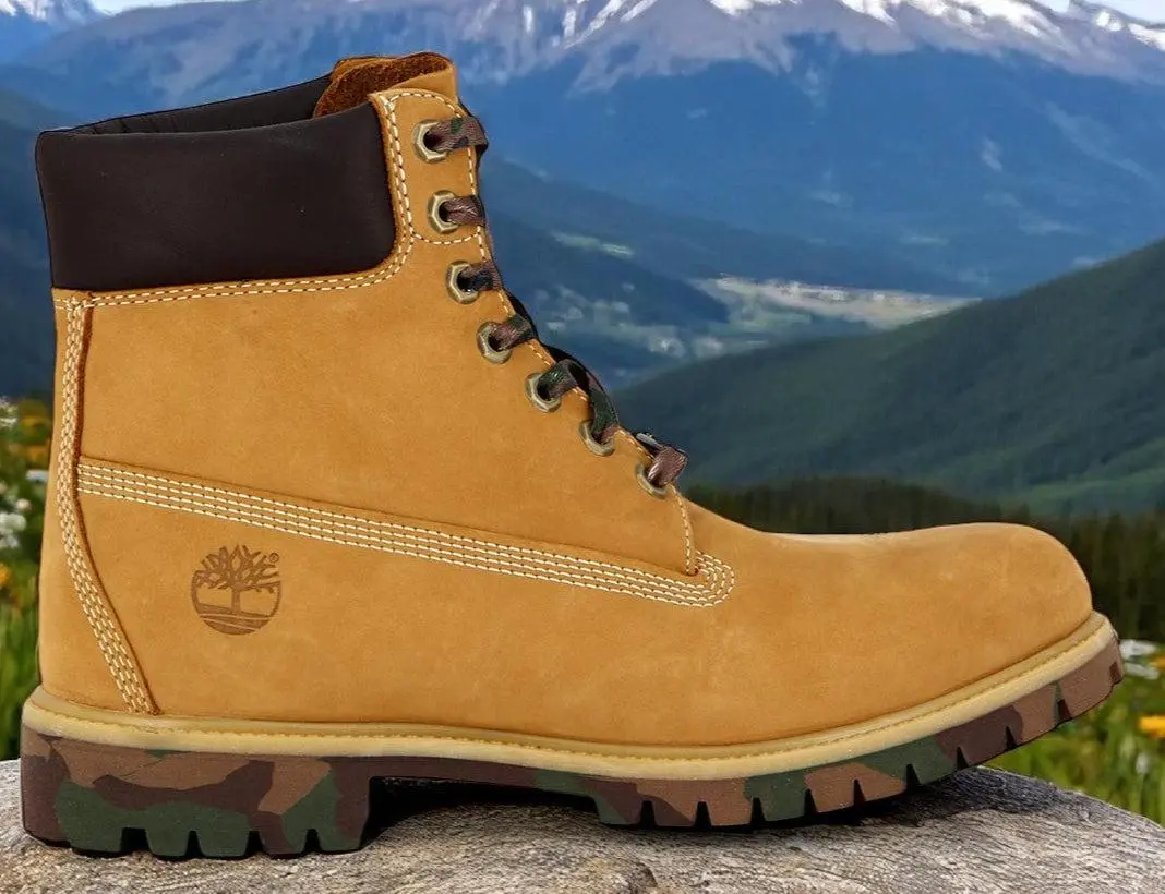 [TB06717B231] Mens Timberland 6IN PREMIUM BOOT WHEAT CAMO (WIDE)
