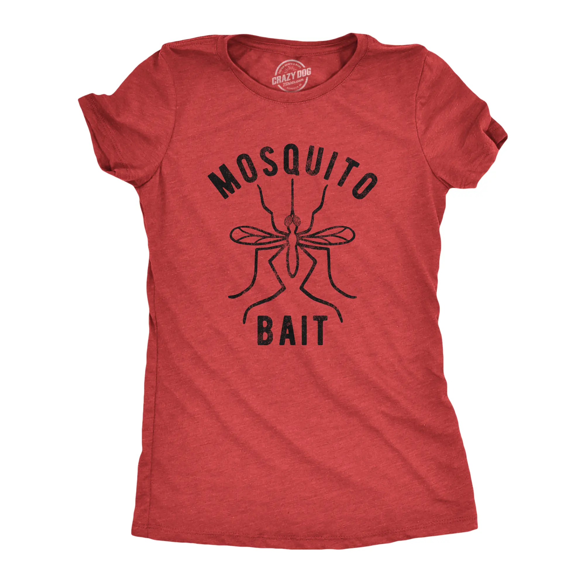 Womens Mosquito Bait T Shirt Funny Camping Campfire Outdoors Bug Bite Graphic Novelty Tee Funny Womens T Shirts Cute Vintage Fashion Casual Ladies T-Shirt Gift Funny Camping Top Women's Novelty Tees Red