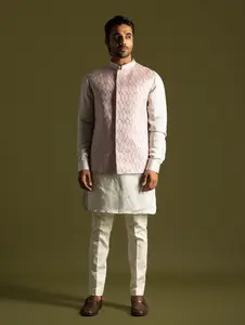 Dusty pink nehru jacket and kurta set