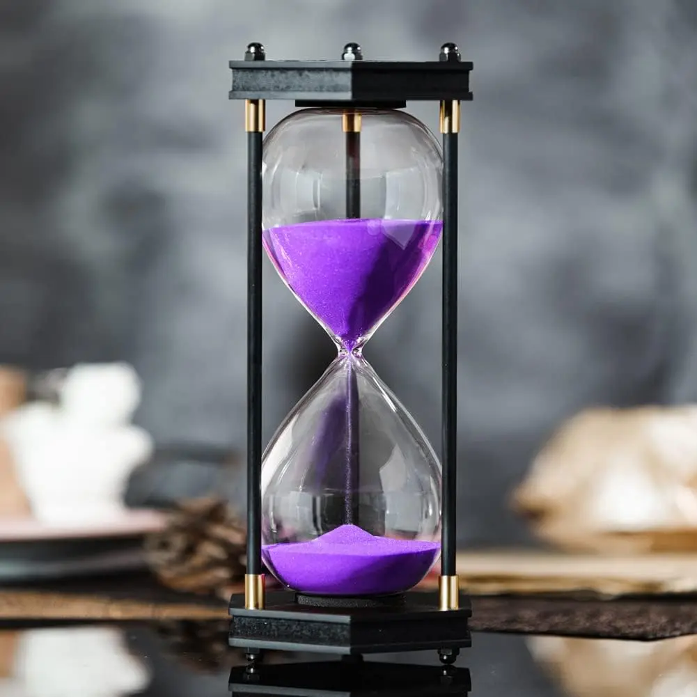 Large Hourglass Timer 60 Minute, Decorative Hexagon Frame Sandglass with  Sand