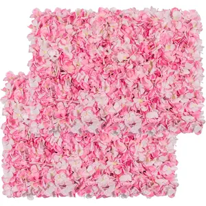 Flower Wall Panel Set, U'Artliens Artificial Wall Flower Backdrop 24x16 Inch 3D Silk Hydrangea Rose Floral Panel for Photo Background Home Party Wedding Backdrop Decoration (2pcs, Pink)