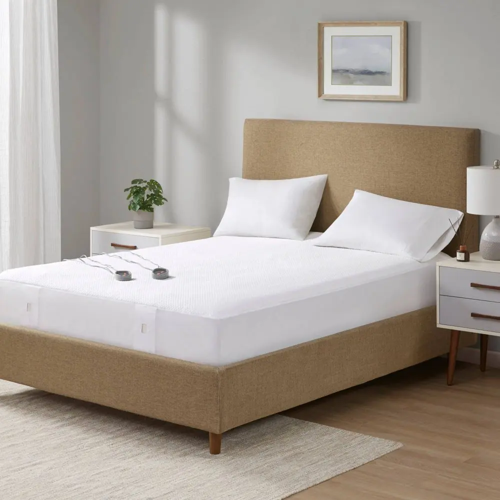 Twin Extra Long Cool Touch Heated Mattress Pad White - Beautyrest: 5-Setting Machine Washable Fits 18" Depth