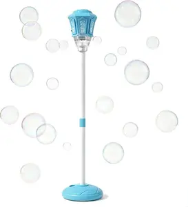 47'' Bubble Machine, Height Adjustable, Rechargeable with LED Lights & Music, Bubble Solution, Ideal for Parties, Kids Play, Automatic Bubble Machine