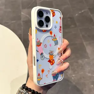 Chic Magnetic Case for iPhone11/12/13/14/15/16/promax Circus cat MagSafe Ready, Anti-Slip, Ultra Thin | Aesthetic Touch for Daily Use