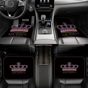 4pcs. Customizable Name Number Car Floor Mats, with Crown Personalized Design Pattern. Perfect Gift for New Year And Valentine'S Day. Easy-To-Clean Interior Accessory, Exquisite Appearance, Suitable for Sedans, Trucks, And Suvs