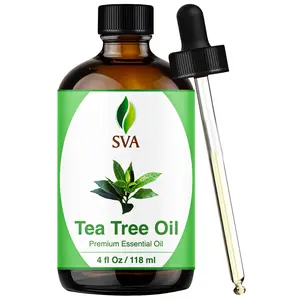 SVA Tea Tree Essential Oil – 4 Fl Oz – 100% Natural Tea Tree Oil - for Diffuser, Hair Care, Face, Skin Care, Aromatherapy, Scalp and Body Massage, Soap and Candle Making – with Dropper