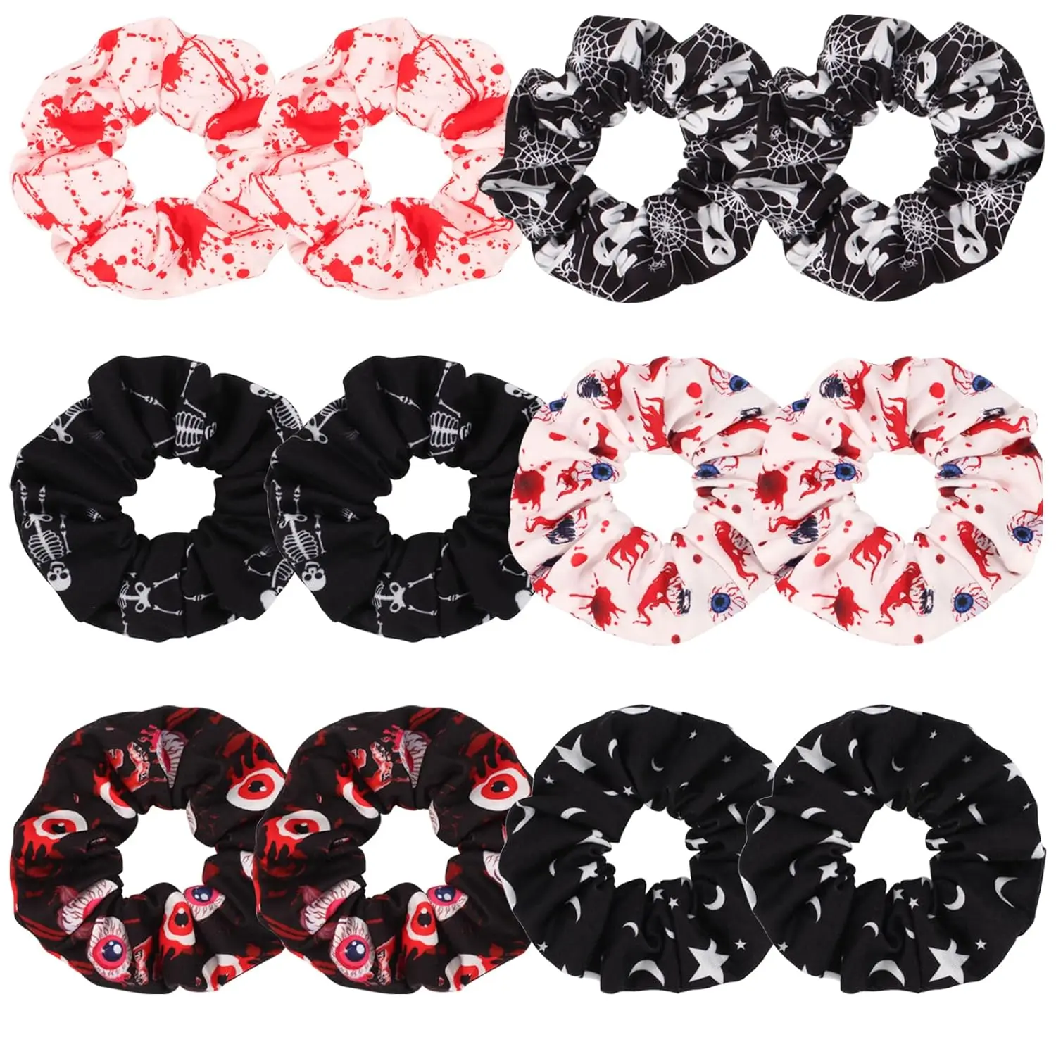 12Pcs Spooky Blood Eyeball Hair Scrunchies