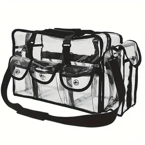 Transparent PVC Outdoor Cosmetic Bag, Large Capacity Travel Buggy Bag, Waterproof Portable Simple Handbag