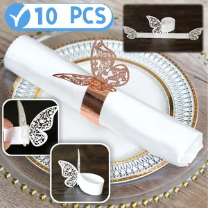 10 Hollow Butterfly Napkin Rings, Wedding Napkin Rings, Towel Clips, Napkin Paper Clips, Decorative Trim, Party Supplies, Wedding Ready, Versatile Use, Hollow Design