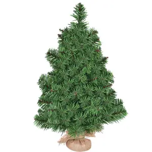 COSTWAY 2ft Tabletop Mini Christmas Tree, Artificial Small Christmas Tree with 67 PVC Branch Tips, Cloth Bag Base, Green Spruce Xmas Tree for Home, Office Decoration, No Assembly Required