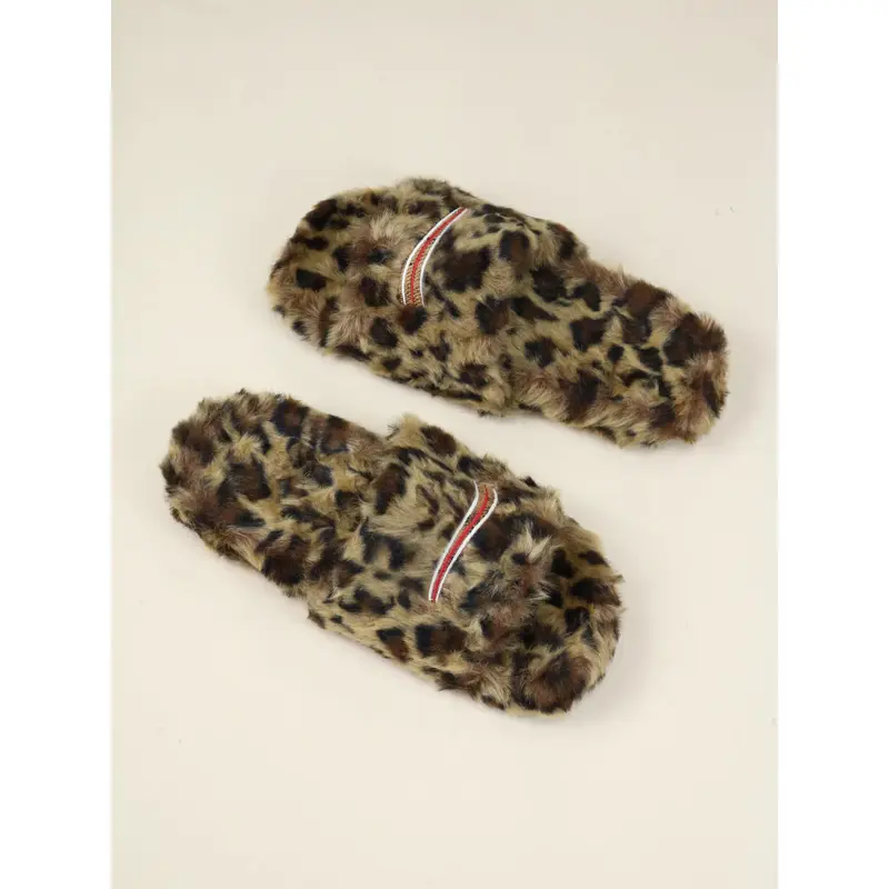 Balenciaga Cheetah Fur Slippers with Embroidered Logo Balenciaga Faux Fur Animal Print Women main image 4
