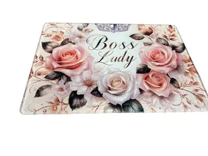 Boss Lady Floral Tempered Glass Cutting Board 7x11 Decorative Kitchen Board with Elegant Rose Design for Everyday Use