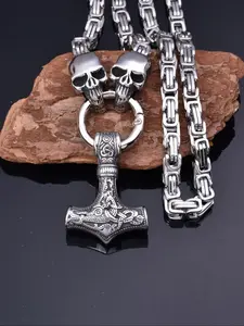 Vintage Gothic Style Skull Pendant Necklace, Stainless Steel Chain Necklace, Fashion Jewelry Accessories for Men & Women As Gift, Charms Necklace, Gothic Mystery Jewelry