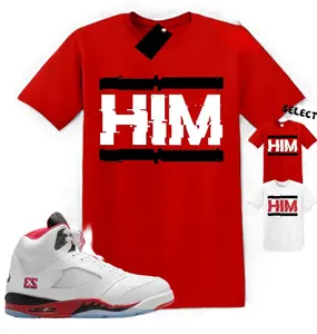 5 Fire Red Shirt, 5 Fire Red Graphic Tee, HIM Sneaker Shirt to Match Jordan 5 Fire Red, 100% Cotton, Design Printed T-Shirt, All Season Comfortable