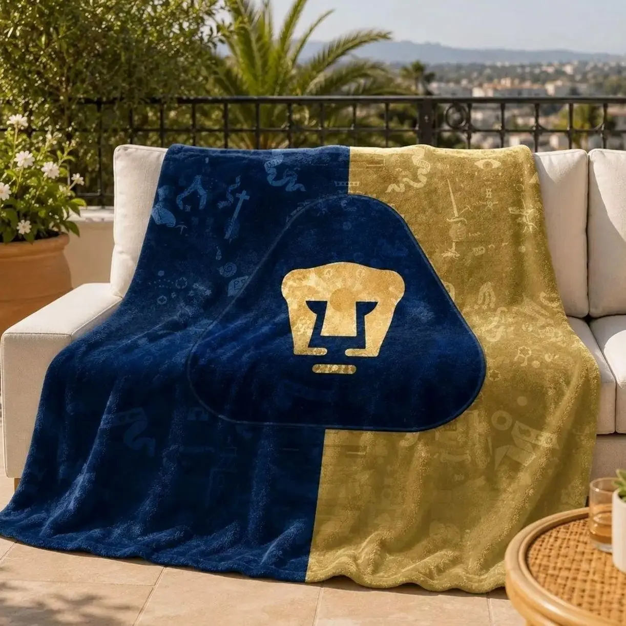 Pumas Unam Throw Blanket, Soccer Football Fan Soft Flannel Blanket, Blue, Couch Bed Blanket, Perfect Gift, Cozy Throw Blanket