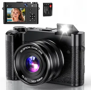 5K Digital Camera, 64MP Cameras for Photography with 6X Optical Zoom & Autofocus, WiFi Vlogging Camera for YouTube Video, Dual-Lens, 2 Batteries, 64GB Card & Flash, Best Cameras for Content Creators