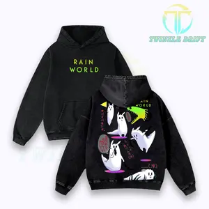 Rain World Slugcat Manga Washed Cotton T-shirt, graphic Rain World Sweatshirt, Gaming Double Printed Vintage Washed hoodies Tee Cotton Fabric Menswear Top