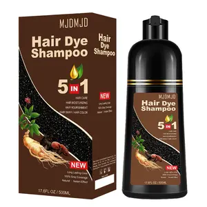 Dark Brown Hair Dye Shampoo 5 in 1 - Can cover gray hairs, Herbal Ingredients, Contains Ginseng Extract, Natural Haircoloring