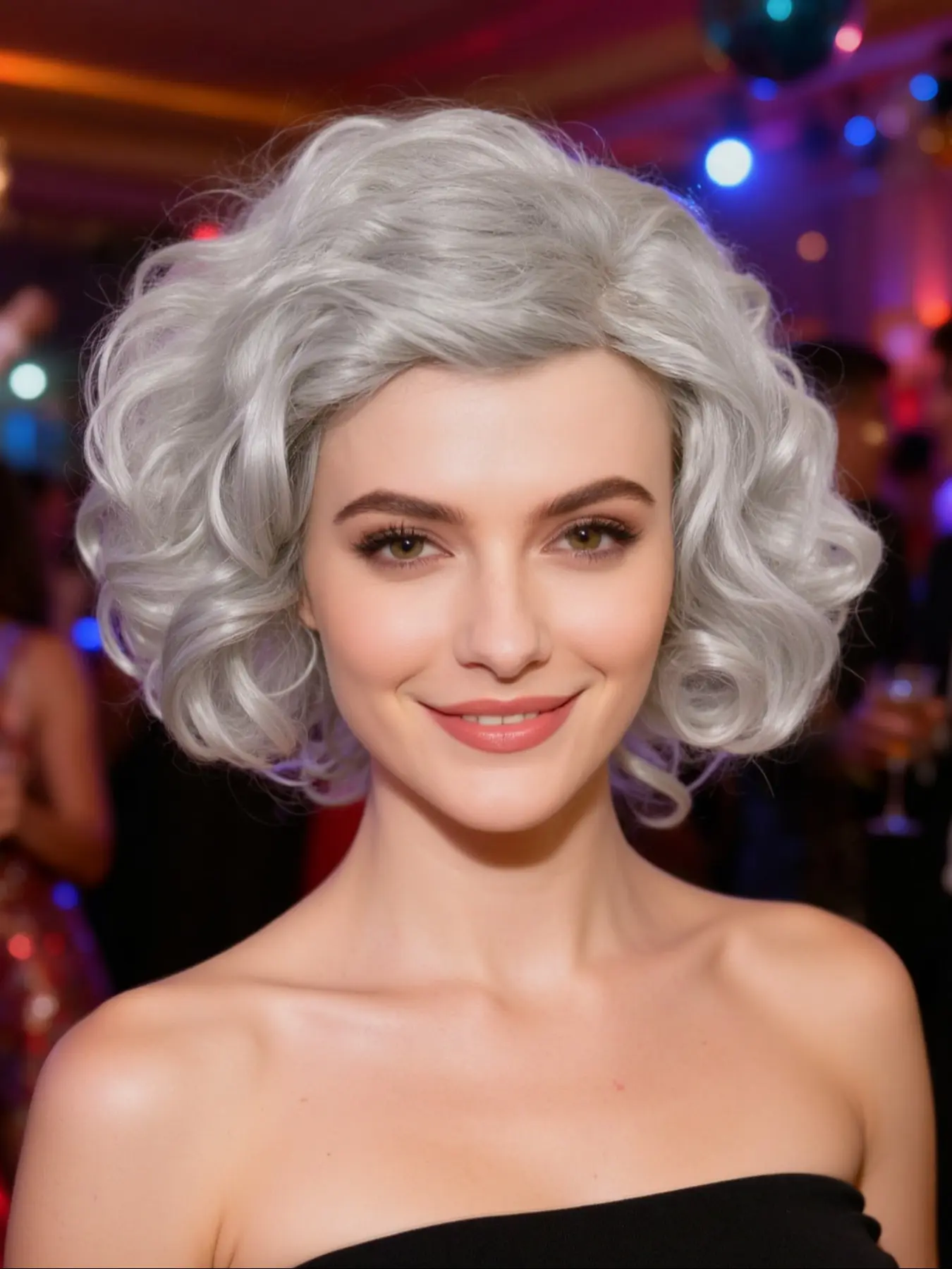 Grandma Wig Mixed Curling Style for Mom Family, Perfect for Halloween & Theater Role Playing, Comfortable Daily Wear