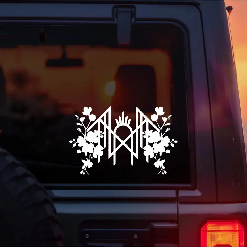 Even In Arcadia Sleep Token Band Logo Vinyl Car Decal With Flowers – Even In Arcadia Inspired Vinyl Decal for Fans of Vessel and Alt Music Aesthetics – Floral Emotional Metal Design forCars, Laptops, Water Bottles, and Alt Girl Merch