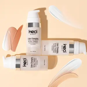 HECI Foundation for flawless 3 in 1 Natural Looking Finish Makeup Clear  Lightweight makeup cream 2 for 1 Deal, Color Self-Adjusting Hydrate Makeup Product for Women & Girls