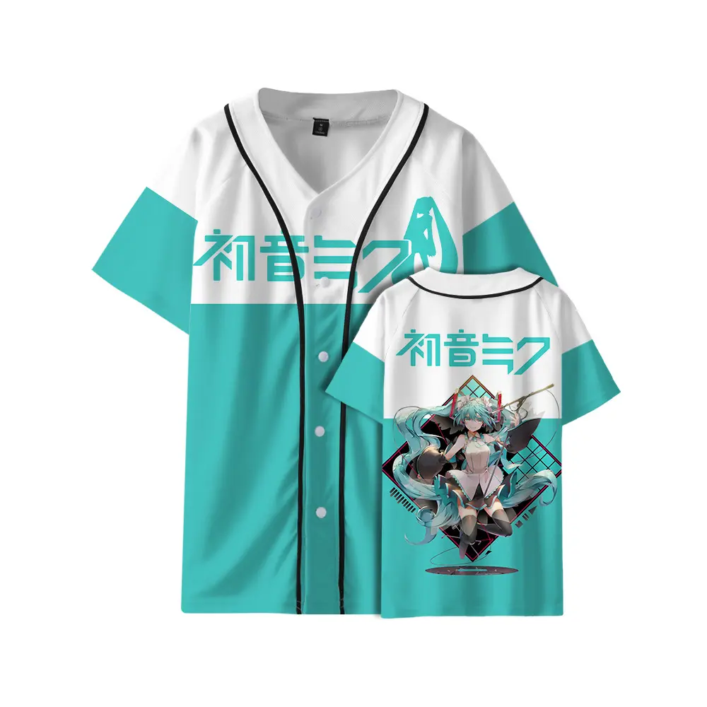 Men's and women's summer Hatsune Miku printed T-shirt, thin casual sports short-sleeve shirt