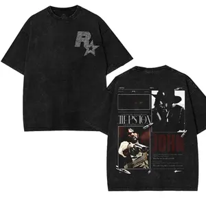 Red Dead redemption 2 Double Printed Washed 2 Sided Printing T-Shirt RPG action Video anime manga Games movie Streetwear graphic tees Casual Cotton