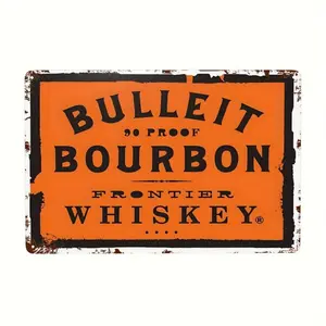 Vintage Bullet Bourbon Whiskey Metal Sign, 1 Count Retro Wall Decor, Wall Art for Home Living Room Bedroom Bar Pub Coffee Shop, Home Decoration
